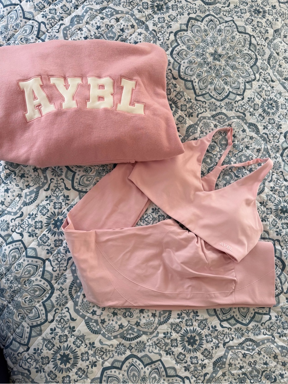 AYBL ICE Pink Seamless Sports Bra and Leggings Set with SOLD OUT matching Hoodie